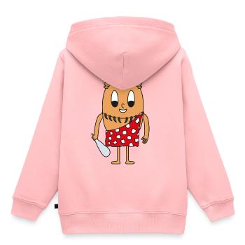 Steinzeitmann Ei - Kinder Premium Organic Hoodie - Rosa - Hinten - AI Model Kid Female (0cm)