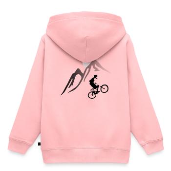 vélo de montagne - Sweat Premium à capuche enfant bio - rose - Dos - AI Model Kid Female (0cm)