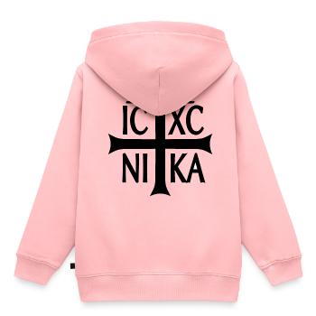 Christogram Jesus Christ Conquers - Kids Premium Organic Hoodie - rose - Back - AI Model Kid Female (0cm)