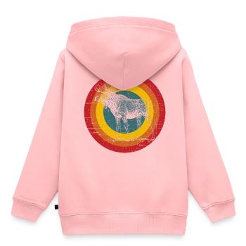 Elch - Kinder Premium Organic Hoodie - Rosa - Hinten - AI Model Kid Female (0cm)