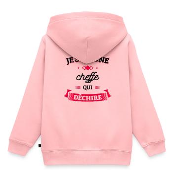 CHEFFE QUI DÉCHIRE - Sweat Premium à capuche enfant bio - rose - Dos - AI Model Kid Female (0cm)