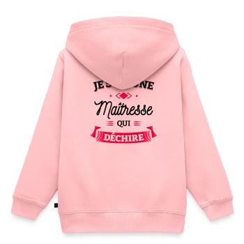 MAÎTRESSE QUI DÉCHIRE - Sweat Premium à capuche enfant bio - rose - Dos - AI Model Kid Female (0cm)