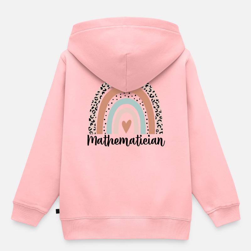 Mathématicien Rainbow Leopard Drôle de mathématicien - Sweat Premium à capuche enfant bio - rose
