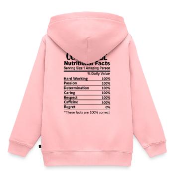 Concierge Nutrition Facts Drôle - Sweat Premium à capuche enfant bio - rose - Dos - AI Model Kid Female (0cm)