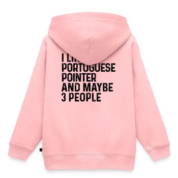 J’aime le pointeur portugais et peut-être le chien de 3 personnes - Sweat Premium à capuche enfant bio - rose - Dos - AI Model Kid Female (0cm)