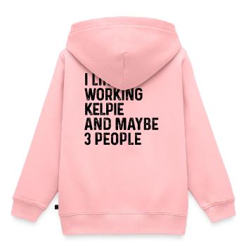 J’aime travailler Kelpie et peut-être 3 personnes amoureux des chiens - Sweat Premium à capuche enfant bio - rose - Dos - AI Model Kid Female (0cm)