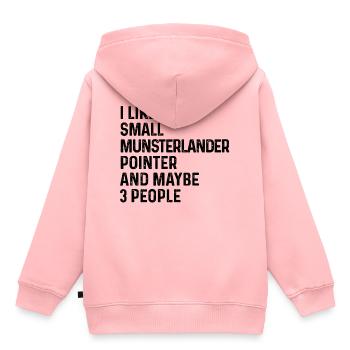 J’aime le petit pointeur Munsterlander et peut-être 3 - Sweat Premium à capuche enfant bio - rose - Dos - AI Model Kid Female (0cm)