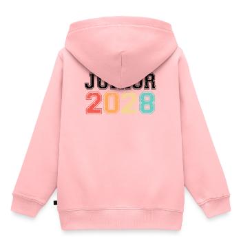 Junior 2028 Rétro Vintage - Sweat Premium à capuche enfant bio - rose - Dos - AI Model Kid Female (0cm)