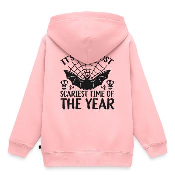 Heure d’Halloween - Sweat Premium à capuche enfant bio - rose - Dos - AI Model Kid Female (0cm)