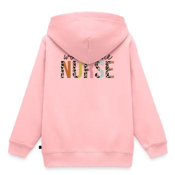 Infirmière en soins des plaies Léopard Imprimer IA autorisée - Sweat Premium à capuche enfant bio - rose - Dos - AI Model Kid Female (0cm)