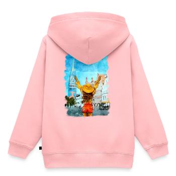 Lüneburg Illustration Frau Altstadt - Kinder Premium Organic Hoodie - Rosa - Hinten - AI Model Kid Female (0cm)