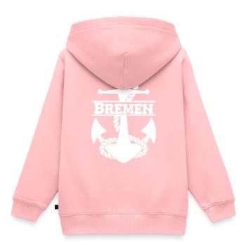 Moin Bremen Moin bin neu hier Geburt Baby Anker - Kinder Premium Organic Hoodie - Rosa - Hinten - AI Model Kid Female (0cm)