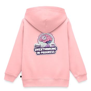Overthinking in Progress – Lustiges Gehirn - Kinder Premium Organic Hoodie - Rosa - Hinten - AI Model Kid Female (0cm)