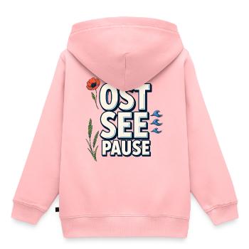 Vague et fleurs côtières de la mer Baltique - Sweat Premium à capuche enfant bio - rose - Dos - AI Model Kid Female (0cm)