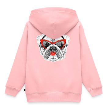 Mops-Dame - Kinder Premium Organic Hoodie - Rosa - Hinten - AI Model Kid Female (0cm)