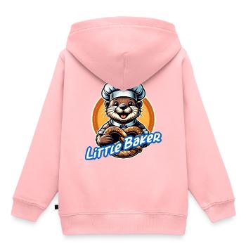 lustiger kleiner Otter mit Bäckermütze und Brezel - Kinder Premium Organic Hoodie - Rosa - Hinten - AI Model Kid Female (0cm)