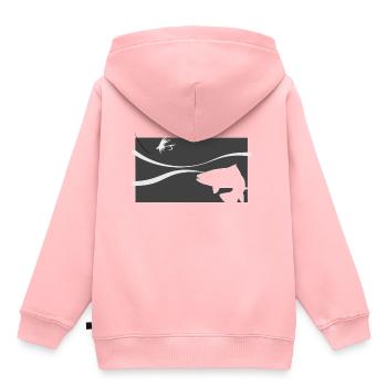 Modèle 72 - truite dans le ruisseau - Sweat Premium à capuche enfant bio - rose - Dos - AI Model Kid Female (0cm)