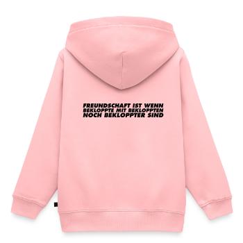 Freundschaft ist wenn bekloppte mit bekloppten - Kinder Premium Organic Hoodie - Rosa - Hinten - AI Model Kid Female (0cm)