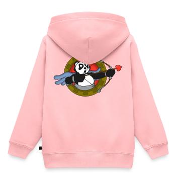 Panda cupidon - Sweat Premium à capuche enfant bio - rose - Dos - AI Model Kid Female (0cm)