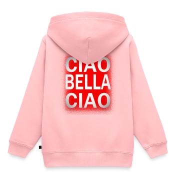 Ciao Bella Ciao - Kinder Premium Organic Hoodie - Rosa - Hinten - AI Model Kid Female (0cm)