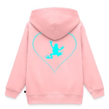 Frosch - Kinder Premium Organic Hoodie - Rosa - Hinten - AI Model Kid Female (0cm)