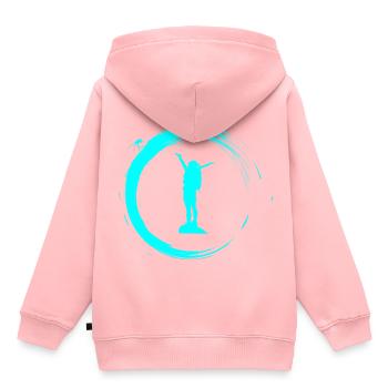 Reise - Kinder Premium Organic Hoodie - Rosa - Hinten - AI Model Kid Female (0cm)