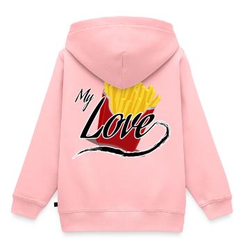 Pommes - Kinder Premium Organic Hoodie - Rosa - Hinten - AI Model Kid Female (0cm)