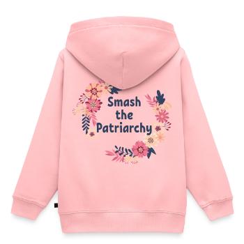 Smash the patriarche féministe cadeau féministe - Sweat Premium à capuche enfant bio - rose - Dos - AI Model Kid Female (0cm)