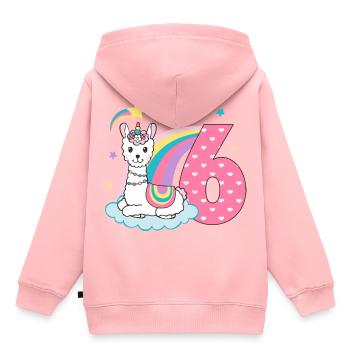 6. Geburtstag niedliches Lama Mädchen Geschenk - Kinder Premium Organic Hoodie - Rosa - Hinten - AI Model Kid Female (0cm)