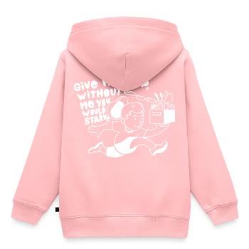 DONNEZ-MOI UN TIP SANS MOI VOUS SERAIT COMMENCÉ - Sweat Premium à capuche enfant bio - rose - Dos - AI Model Kid Female (0cm)