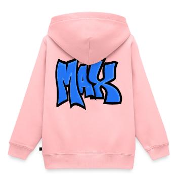 Maximaler Graffiti-Name blau - Kinder Premium Organic Hoodie - Rosa - Hinten - AI Model Kid Female (0cm)