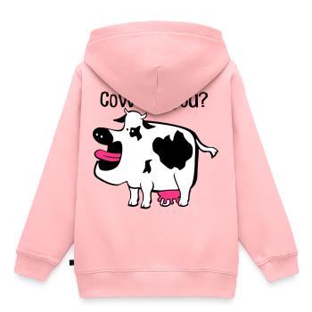 Cow êtes-vous? - Sweat Premium à capuche enfant bio - rose - Dos - AI Model Kid Female (0cm)