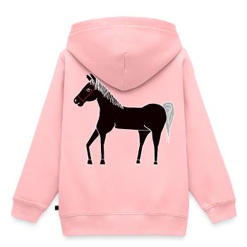 Equitation1 Cavalier Cheval Fool Sports équestres Centre équestre - Sweat Premium à capuche enfant bio - rose - Dos - AI Model Kid Female (0cm)