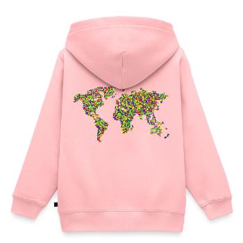 A world of hearts! map of the world - Kids Premium Organic Hoodie - rose - Back - AI Model Kid Female (0cm)