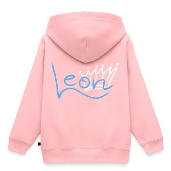 Krone Name Namensschild Leon - Kinder Premium Organic Hoodie - Rosa - Hinten - AI Model Kid Female (0cm)