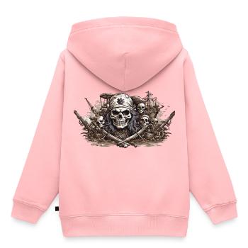 Halloween Piratenflagge Skull Freibeuter Design - Kinder Premium Organic Hoodie - Rosa - Hinten - AI Model Kid Female (0cm)