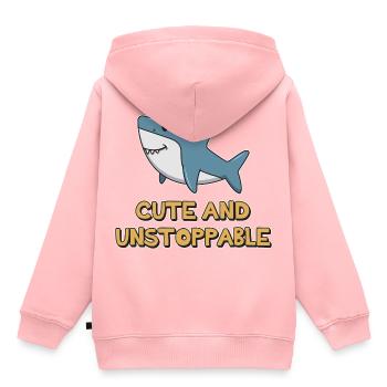 Shark Quotation ➢ Cute And Unstoppable Shark - Kids Premium Organic Hoodie - rose - Back - AI Model Kid Female (0cm)