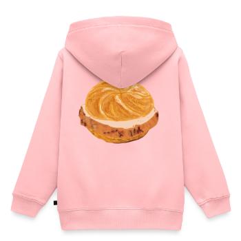 Leberkässemmel à emporter et à donner - Sweat Premium à capuche enfant bio - rose - Dos - AI Model Kid Female (0cm)