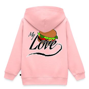 hamburger - Sweat Premium à capuche enfant bio - rose - Dos - AI Model Kid Female (0cm)