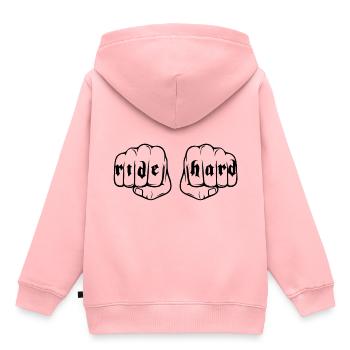 Ride Hard fist - Kids Premium Organic Hoodie - rose - Back - AI Model Kid Female (0cm)