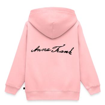 Signature d'Anne Frank - Sweat Premium à capuche enfant bio - rose - Dos - AI Model Kid Female (0cm)
