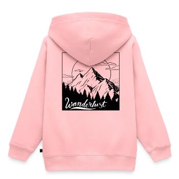Wanderlust Premium Design - Kinder Premium Organic Hoodie - Rosa - Hinten - AI Model Kid Female (0cm)