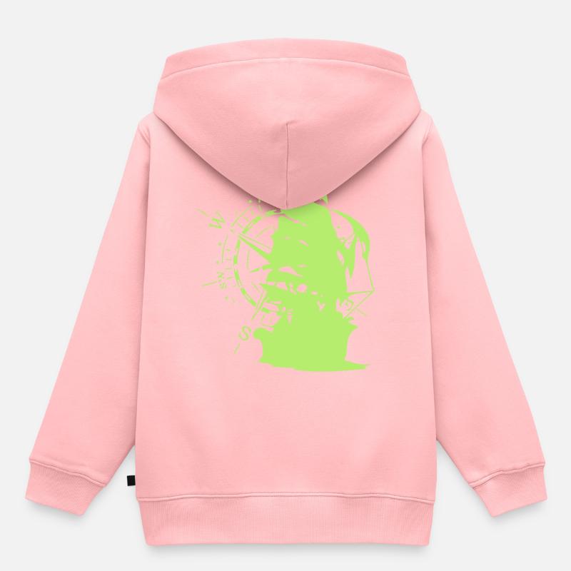 WindRose mit Segelschiff | Freizeimode Bstyled - Kinder Premium Organic Hoodie - Rosa