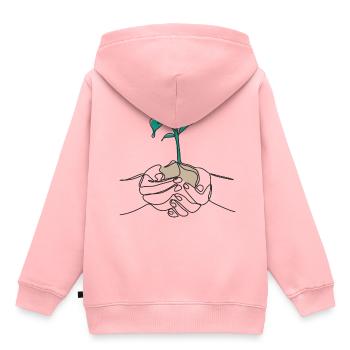 One Line Leaf noir - Sweat Premium à capuche enfant bio - rose - Dos - AI Model Kid Female (0cm)