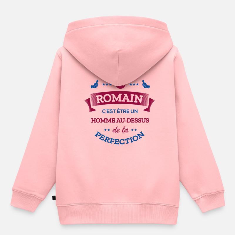 ROMAIN PARFAIT - NOM ROMAIN - Sweat Premium à capuche enfant bio - rose