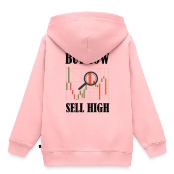 Finance - Crypto-monnaie - Acheter bas, vendre haut - Sweat Premium à capuche enfant bio - rose - Dos - AI Model Kid Female (0cm)