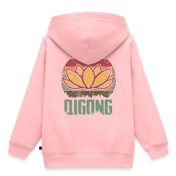 Retro Qigong Qi Gong Tai Chi Chigong - Kinder Premium Organic Hoodie - Rosa - Hinten - AI Model Kid Female (0cm)