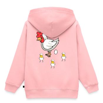 Volaille Volaille Poule Oeufs Pâques Enfants - Sweat Premium à capuche enfant bio - rose - Dos - AI Model Kid Female (0cm)