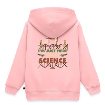 Je suis juste ici pour la science - Sweat Premium à capuche enfant bio - rose - Dos - AI Model Kid Female (0cm)