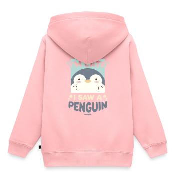 Désolé je suis en retard j’ai vu un pingouin - Sweat Premium à capuche enfant bio - rose - Dos - AI Model Kid Female (0cm)